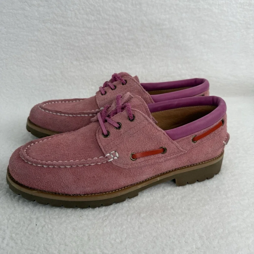 Marc Nolan Santiago Mens 9 Pink Suede Rouge Shoes Leather Moccasin Boat Shoe